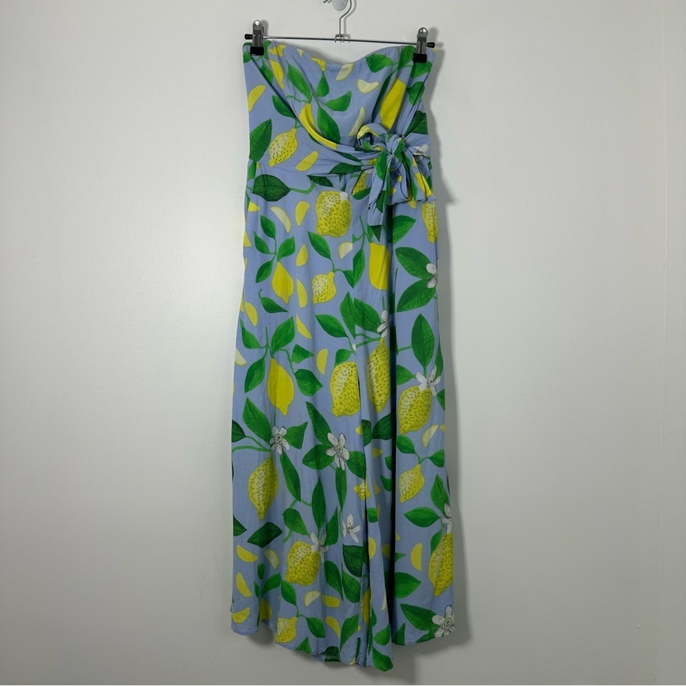 Anthropologie Maeve Lemons Grove Wide Leg Cropped Strapless Jumpsuit Size 6 - Picture 2 of 9